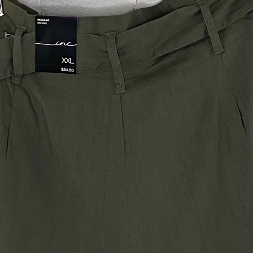 NWT INC Olive Green Linen Shorts Size XXL